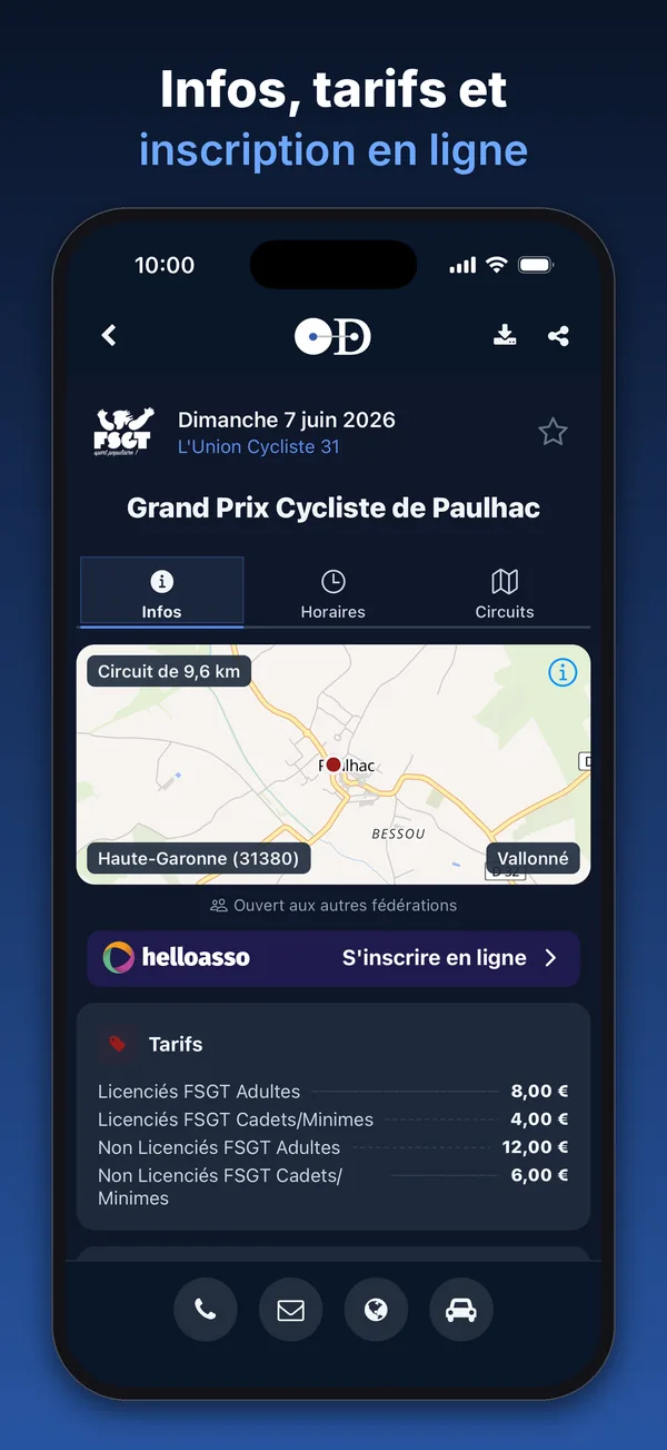 Dossardeur : fiche d'une épreuve avec circuit, tarifs et inscription en ligne HelloAsso